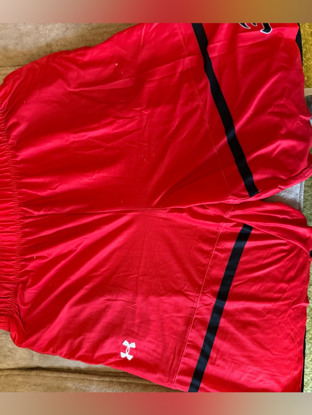 Under Armour Red Performance Basketball Shorts with Black Accent